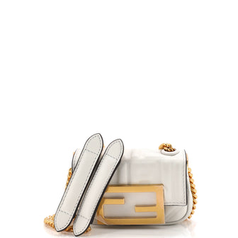 Fendi Baguette NM Bag Zucca Embossed Leather Nano