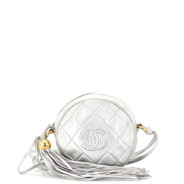 Chanel Vintage Round Tassel Crossbody Bag Quilted Leather Mini