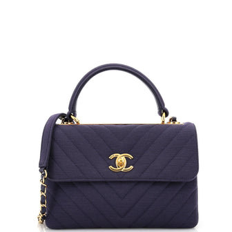 Chanel Trendy CC Top Handle Bag Chevron Jersey Small