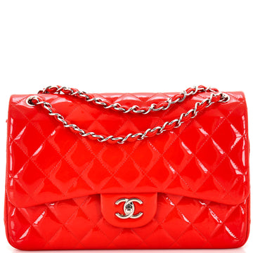 Chanel Classic Double Flap Bag Quilted Patent Jumbo