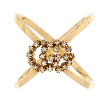 Gucci GG Running Cross Ring 18K Yellow Gold with Diamonds