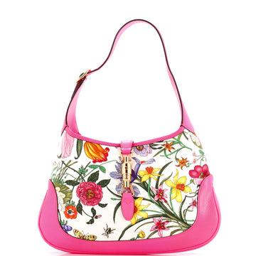 Gucci Jackie Hobo Flora Canvas with Leather Medium