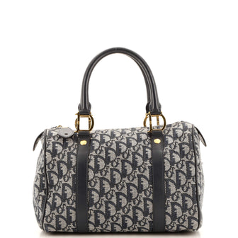 Christian Dior Vintage Trotter Boston Bag Diorissimo Canvas Small