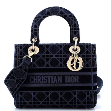 Christian Dior Lady D-Lite Bag Cannage Embroidered Velvet Medium