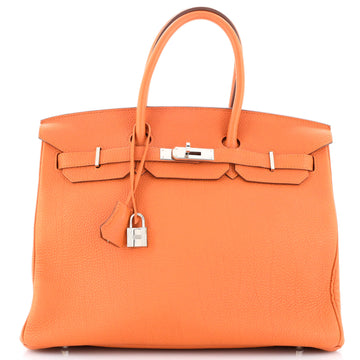 Hermes Birkin Handbag Orange Togo with Palladium Hardware 35