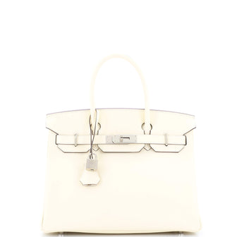 Hermes Birkin Handbag Light Epsom with Palladium Hardware 30