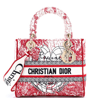 Christian Dior Lady D-Lite Bag Embroidered Canvas Medium