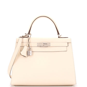 Hermes Kelly Handbag Verso Epsom with Palladium Hardware 28