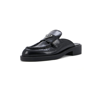 Prada Women's Triangle Logo Slide Mules Leather