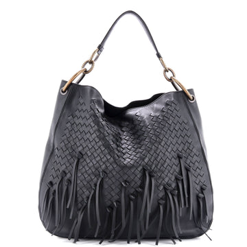 Bottega Veneta Loop Shoulder Bag Fringe Intrecciato Nappa Large