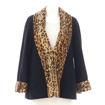 Gucci Women's Leopard Panels Coat Wool Blend
