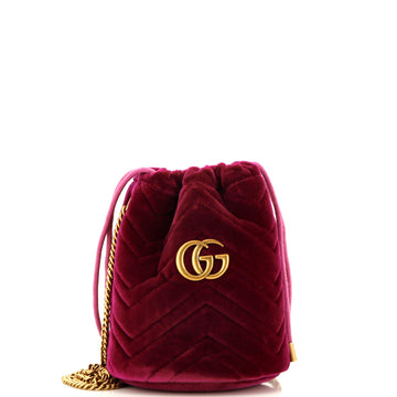 Gucci GG Marmont Bucket Bag Matelasse Velvet Mini