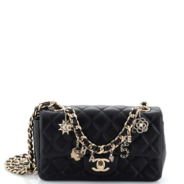 Chanel Coco Charms Classic Single Flap Bag Quilted Lambskin Mini