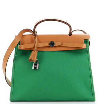 Hermes Herbag Zip Leather and Toile 31