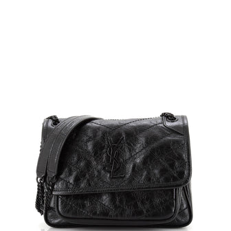 Saint Laurent Niki Chain Flap Bag Matelasse Chevron Leather Baby