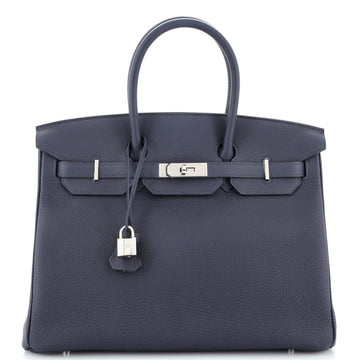 Hermes Birkin Handbag Blue Togo with Palladium Hardware 35