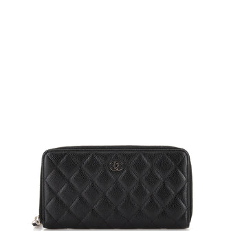 Chanel Zip Around Wallet Quilted Caviar Long