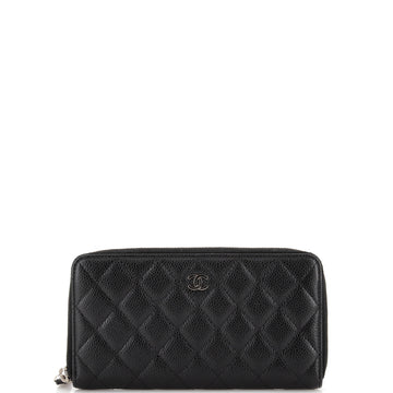 Chanel Zip Around Wallet Quilted Caviar Long
