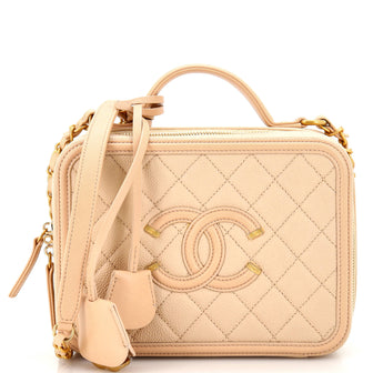 Chanel Filigree Vanity Case Quilted Iridescent Caviar Medium