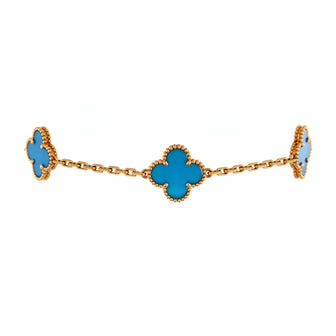 Van Cleef & Arpels Vintage Alhambra 5 Motifs Bracelet 18K Yellow Gold and Agate