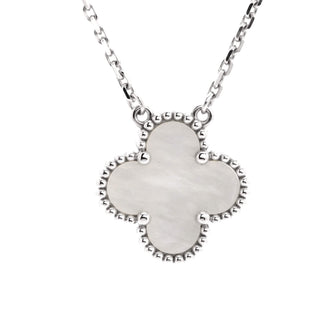 Van Cleef & Arpels Vintage Alhambra Pendant Necklace 18K White Gold and Mother of Pearl