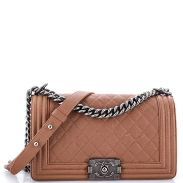 Chanel Boy Flap Bag Quilted Caviar Old Medium