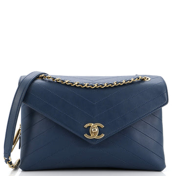 Chanel Envelope Compartment Flap Bag Chevron Calfskin Medium