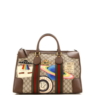 Gucci Courrier Carry On Convertible Duffle GG Coated Canvas with Applique Small