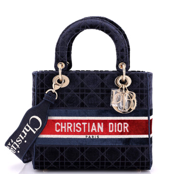 Christian Dior Lady D-Lite Bag Cannage Embroidered Velvet Medium