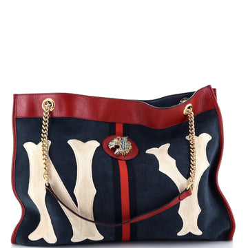Gucci Rajah Chain Tote Suede with Applique Large