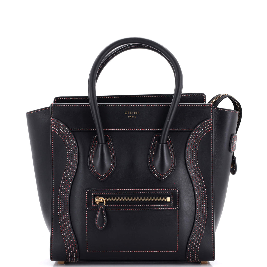 Celine Luggage Bag Smooth Leather Micro Black 2963926