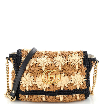Gucci GG Marmont Flap Bag Raffia Small