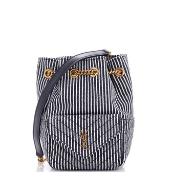 Saint Laurent Joe Bucket Bag Striped Canvas Mini