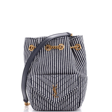 Saint Laurent Joe Bucket Bag Striped Canvas Mini