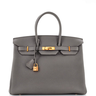 Hermes Birkin Handbag Grey Togo with Rose Gold Hardware 35