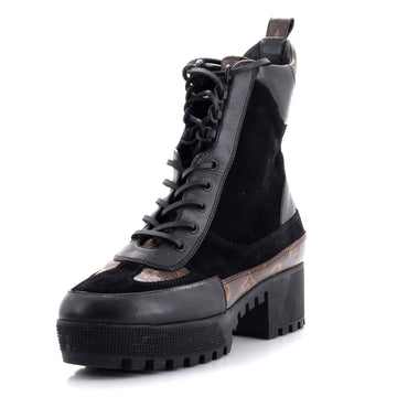 Louis Vuitton Women's Laureate Platform Desert Boots Suede with Monogram Canvas
