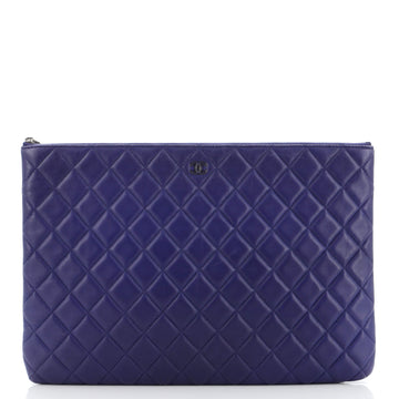 Chanel O Case Clutch Quilted Lambskin Large