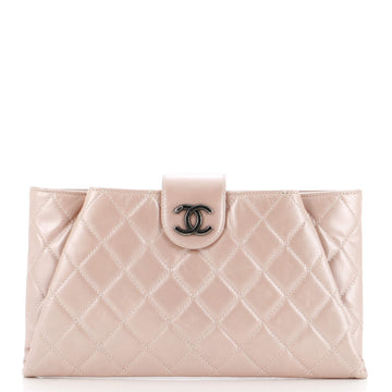 Chanel Coco Pleats Clutch Quilted Glazed Calfskin