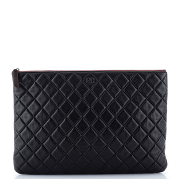 Chanel O Case Clutch Quilted Lambskin Large
