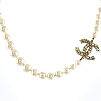 Chanel CC 100th Anniversary Short Necklace Metal with Faux Pearls and Crystals
