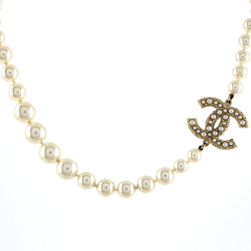 Chanel CC 100th Anniversary Short Necklace Metal with Faux Pearls and Crystals
