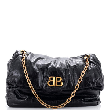 Balenciaga Monaco Chain Flap Shoulder Bag Leather Large