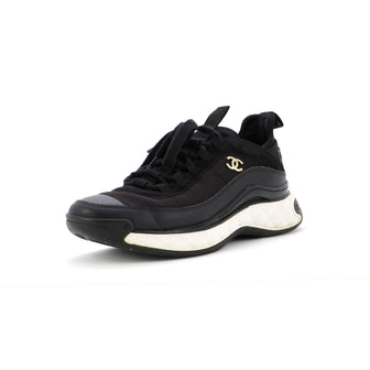 Chanel Women's CC Cap Toe Logo Sneakers Suede and Mixed Fibers