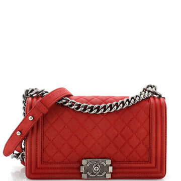 Chanel Boy Flap Bag Quilted Matte Caviar Old Medium
