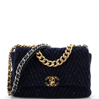 Chanel 19 Flap Bag Tweed and Sequins Large