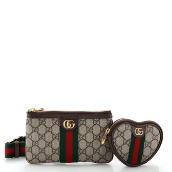 Gucci Ophidia Heart Utility Double Belt Bag GG Coated Canvas
