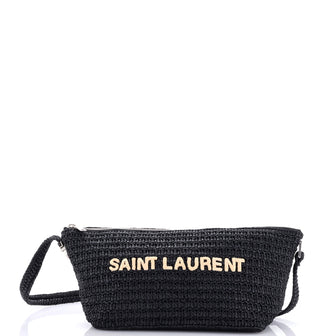 Saint Laurent Tuc Logo Crossbody Bag Woven Raffia