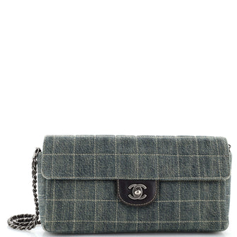 Chanel Chocolate Bar Flap Bag Quilted Denim East West