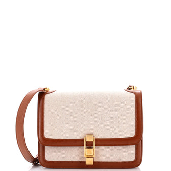 Saint Laurent Carre Satchel Canvas with Leather Medium