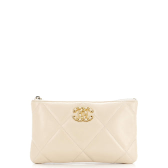 Chanel 19 O Case Pouch Quilted Goatskin Small